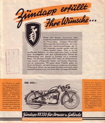 Zündapp Programm 1937