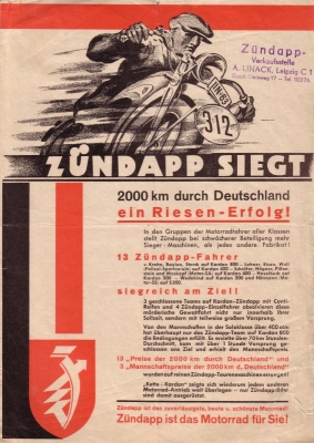 Zündapp Motorsport Prospekt ca.1934