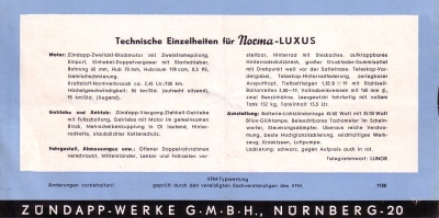 Zündapp Norma Luxus 200 Prospekt 1953