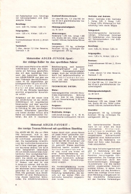 Adler Motorrad Programm 1957