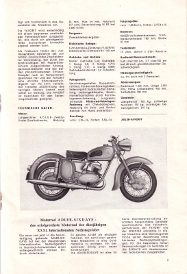 Adler Motorrad Programm 1957