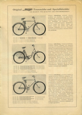 Staiger bicycle brochure ca. 1951