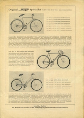 Staiger Fahrrad Prospekt ca. 1951