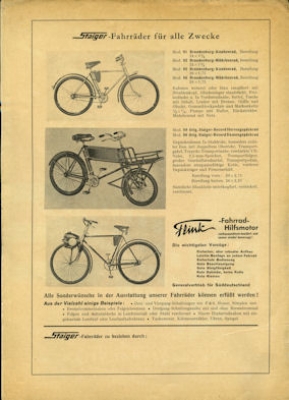 Staiger Fahrrad Prospekt ca. 1951