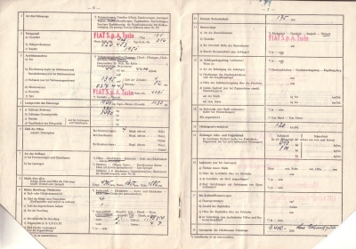 Fiat 1400 Kfz-Brief 1951