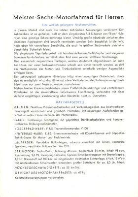 Meister Motorfahrrad M 47 S und 48 S Prospekt ca. 1949
