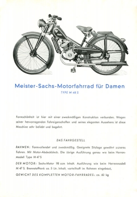 Meister Motorfahrrad M 47 S und 48 S Prospekt ca. 1949