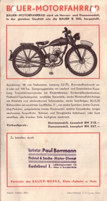 Bauer B 100 brochure 1939