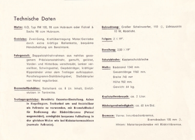 Baronia Kleinkraftrad Rex Prospekt 1950