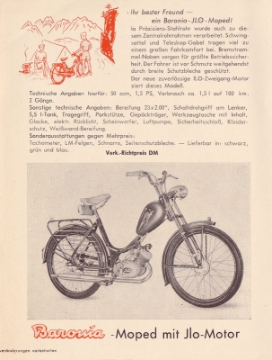 Baronia Moped mit Sachs oder ILO Motor 1955