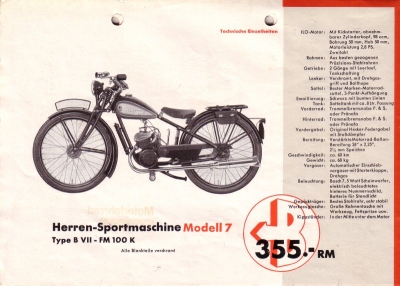 Bastert Motorfahrräder Programm 1936