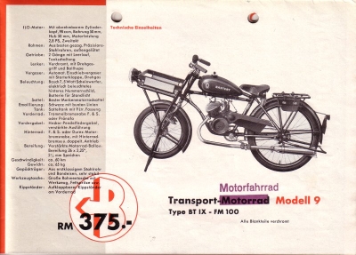 Bastert Motorfahrräder program 1936