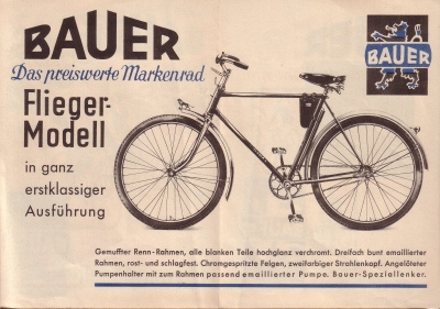 Bauer Markenrad Fliegermodell brochure 1930s