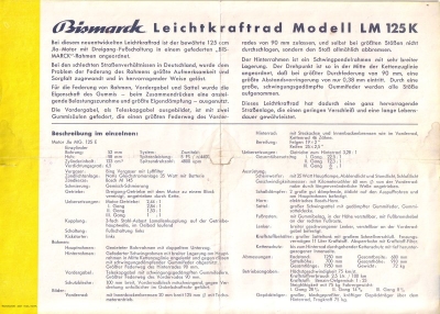 Bismarck LM 125 K Prospekt ca. 1952