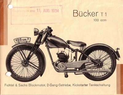 Bücker T 1 100ccm Prospekt 1934