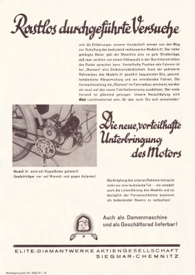 Diamant Motorfahrrad model 31 brochure 1931?