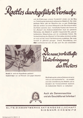 Diamant Motorfahrrad Modell 31 Prospekt 1931?