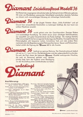 Diamant Leichtkraftrad model 36 brochure 6.1935