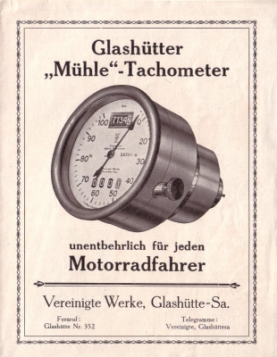 Mühle Tachometer brochure 1928