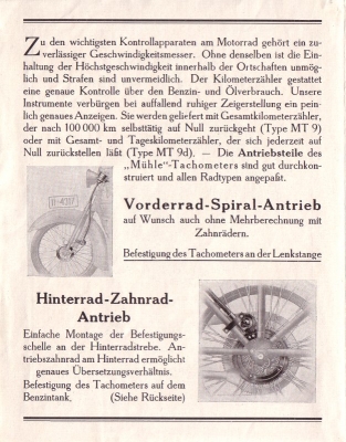 Mühle Tachometer Prospekt 1928