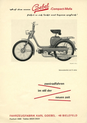 Goebel Mofa E 25 L Prospekt ca. 1965
