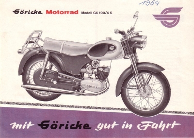 Göricke Motorrad Modell Gö100/4S Prospekt 1964