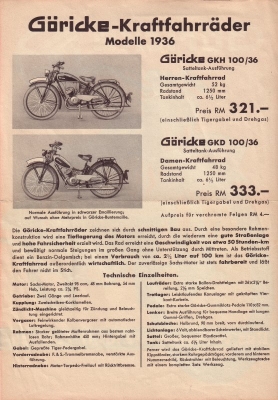 Göricke GKH 100/36 Prospekt 1936