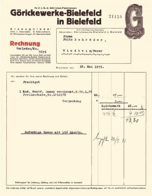 Göricke Brief 1933