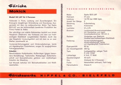 Göricke Mokick Modell 343 LKF Prospekt 1964