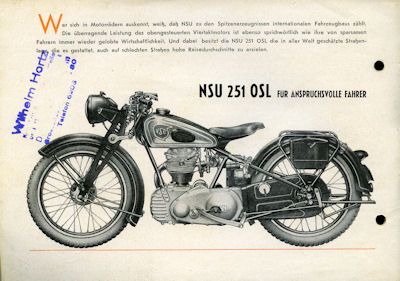 NSU 251 OSL brochure 1949