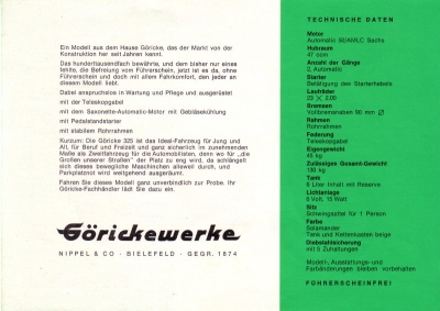Göricke Mofa 325 Prospekt 1960er Jahre