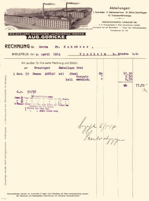 Göricke letter 1914