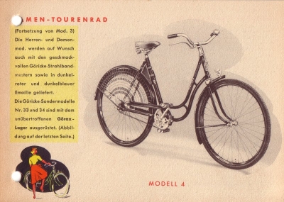 Göricke Fahrrad Programm 1950er Jahre