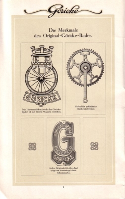 Göricke Fahrrad Programm 1924