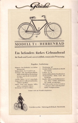 Göricke Fahrrad Programm 1924
