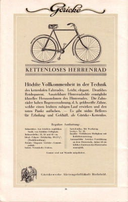 Göricke Fahrrad Programm 1924