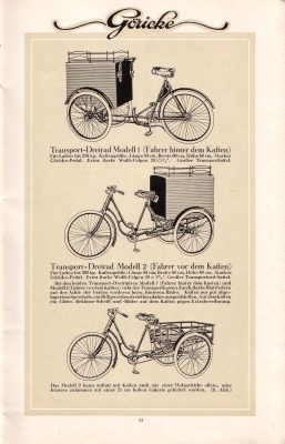 Göricke Fahrrad Programm 1924