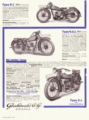 Göricke 172ccm und 196ccm Motorrad Prospekt 1929
