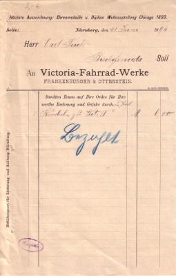 Victoria Rechnung 1894