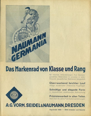 Naumann Germania bicycle brochure 1925