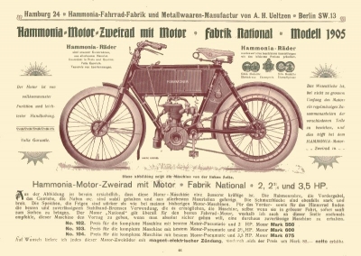 Hammonia Motorrad und Fahrrad Programm 1905