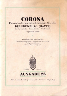 Corona Fahrrad Prospekt 1926