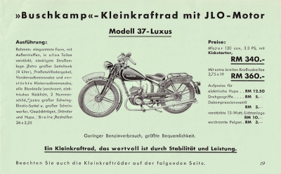Buschkamp Fahrrad und Motorfahrrad Prospekt 1937