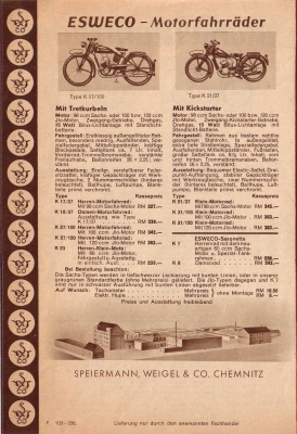 Esweco Programm 1938