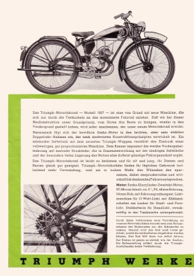 Triumph Motorfahrrad Prospekt 1937