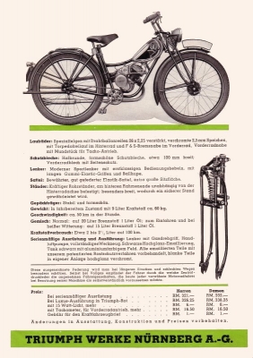 Triumph Motorfahrrad Prospekt 1937