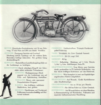 Triumph Knirps Modell KK 3 PS Prospekt 1925