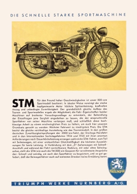 Triumph TM 500 und STM Prospekt 1934