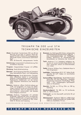 Triumph TM 500 und STM Prospekt 1934