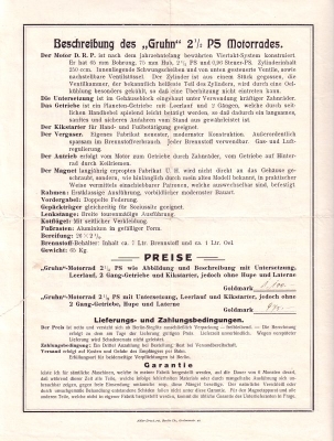 Gruhn Getriebe-Motorrad Prospekt 1924